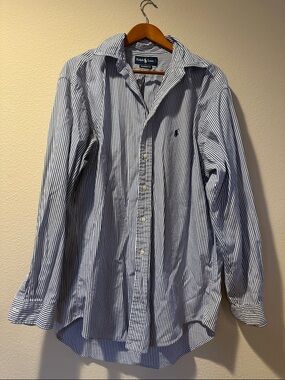 Ralph Lauren Navy & White Vertical Stripe Button-Down Shirt